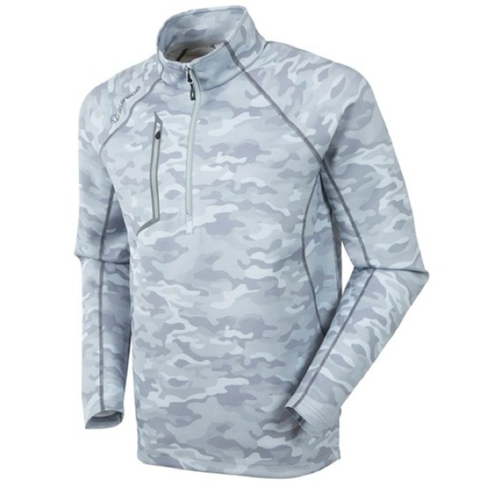 Sunice mens XL gray camouflage 1/4 zip pullover golf performance sweater EUC